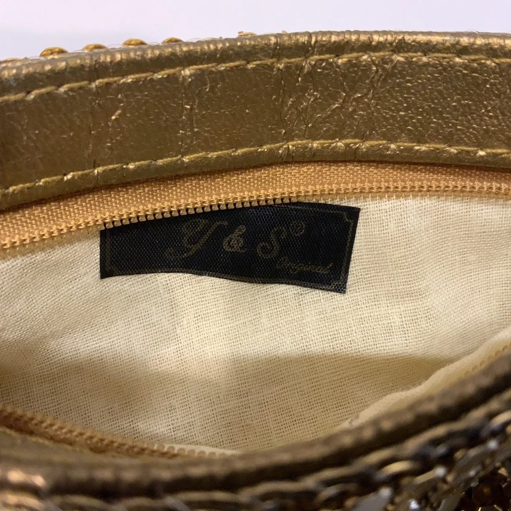 Vintage Y&S Gold Metal Mesh Covered Evening Hand Bag Purse Metal Rope Strap